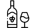 Black wine bottle and glass icon representing bars, restaurants, and wineries using Online POS and Merchant Services for secure payment and sales management.