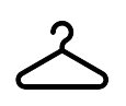Black hanger icon representing fashion retail supported by Online POS and Merchant Services for inventory and sales management.