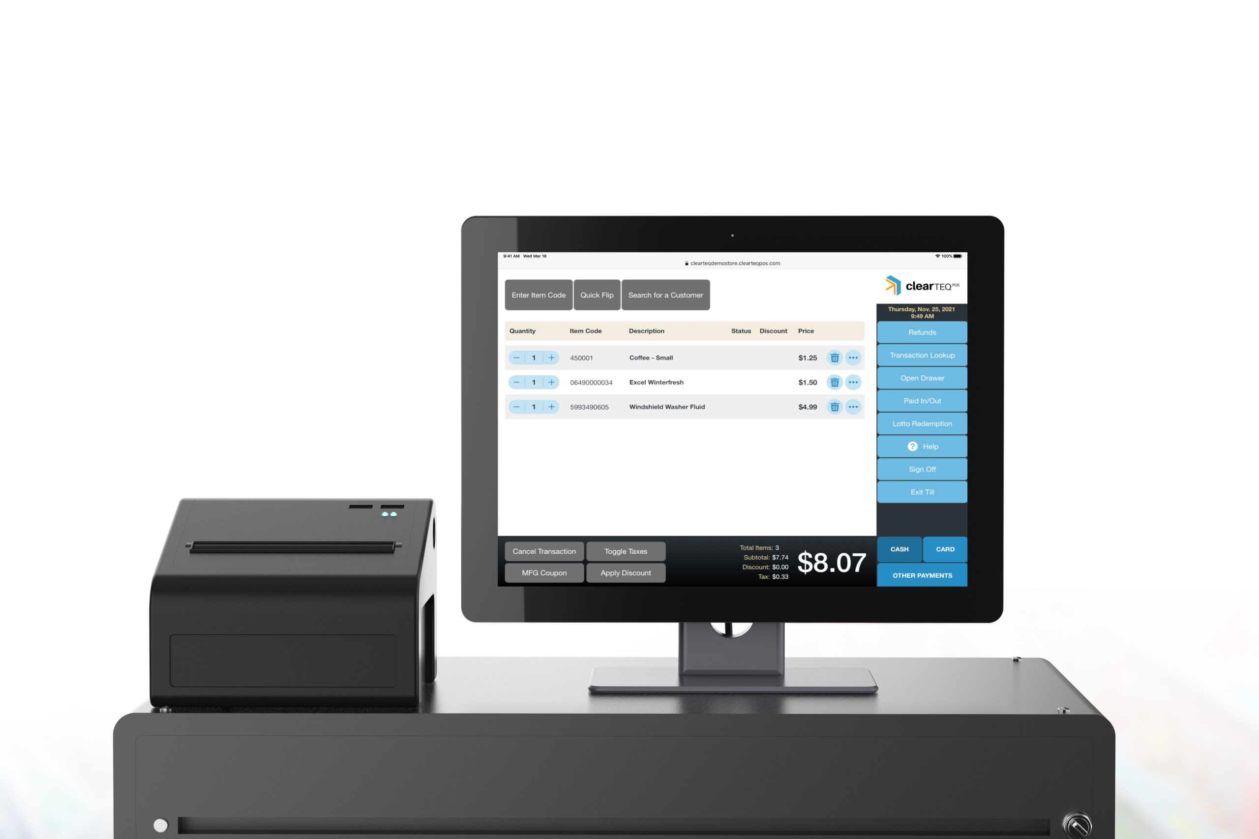 3d rendering empty screen cashier machine or cash register
