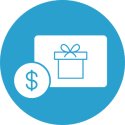 Gift Card Icon Representing Retail Payment and Customer Rewards Blue gift card icon with a dollar sign, symbolizing retail gift card and payment features in Auto-Star’s ClearTEQ POS system.
